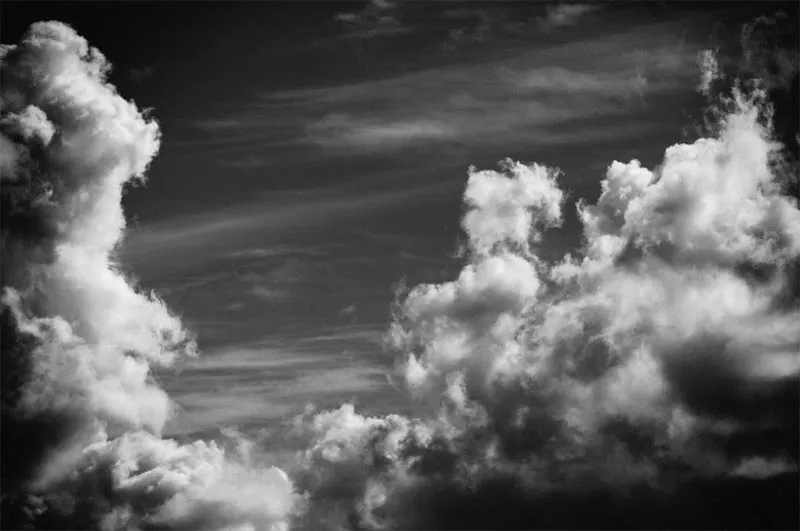 grayscale photo clouds