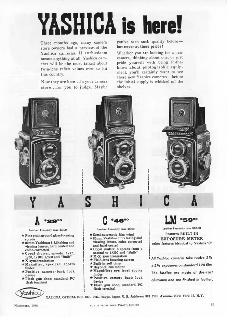 vtg 1956 Yashica LM advertisement in a magazine