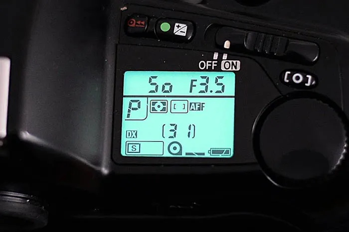 Modern film camera LCD screen