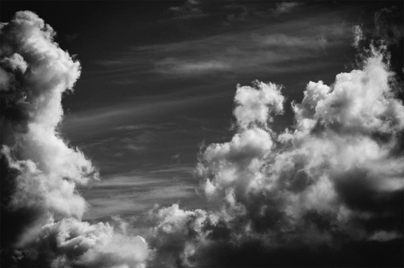 grayscale photo clouds