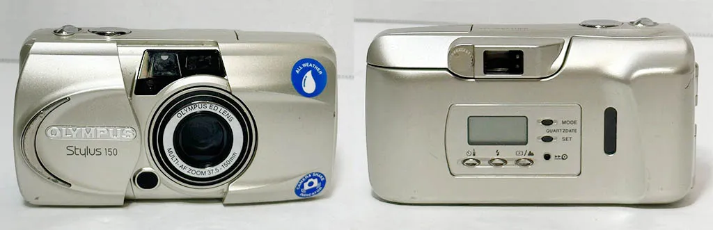 Olympus Stylus Zoom 150 front, back view