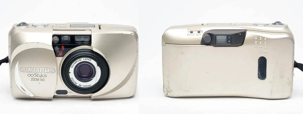 Olympus Stylus Zoom 140 front and back
