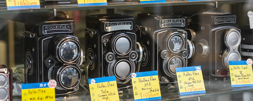 rolleiflex cameras in a store